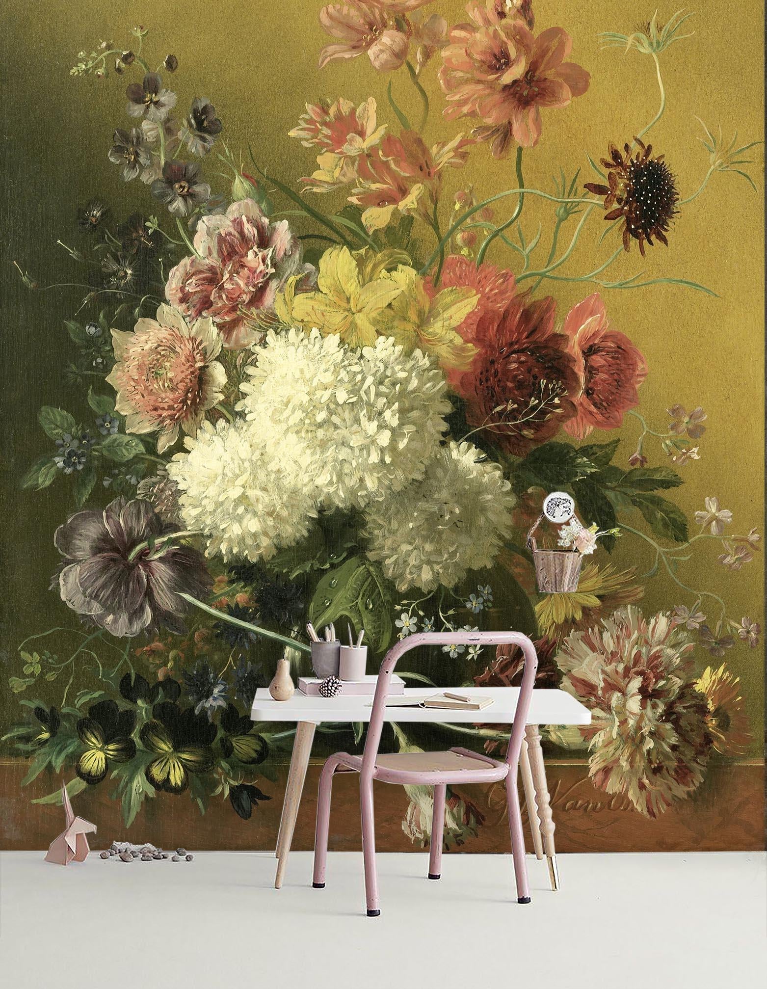 3D Hand Drawn Vintage Vase Flower Oil Painting Wall Mural Wallpaper GD 1821- Jess Art Decoration