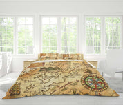 3D Retro Navigation Map Quilt Cover Set Bedding Set Pillowcases 18- Jess Art Decoration