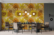 3D Sunflowers Pattern Seamless Wall Mural Wallpaper SWW2514- Jess Art Decoration