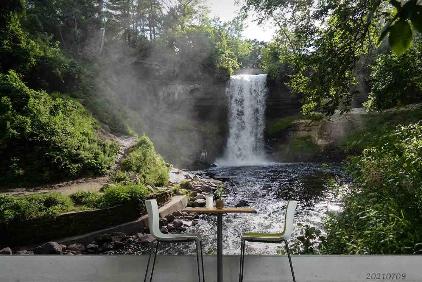 3D Waterfall Forest Wall Mural Wallpaper SWW3513- Jess Art Decoration