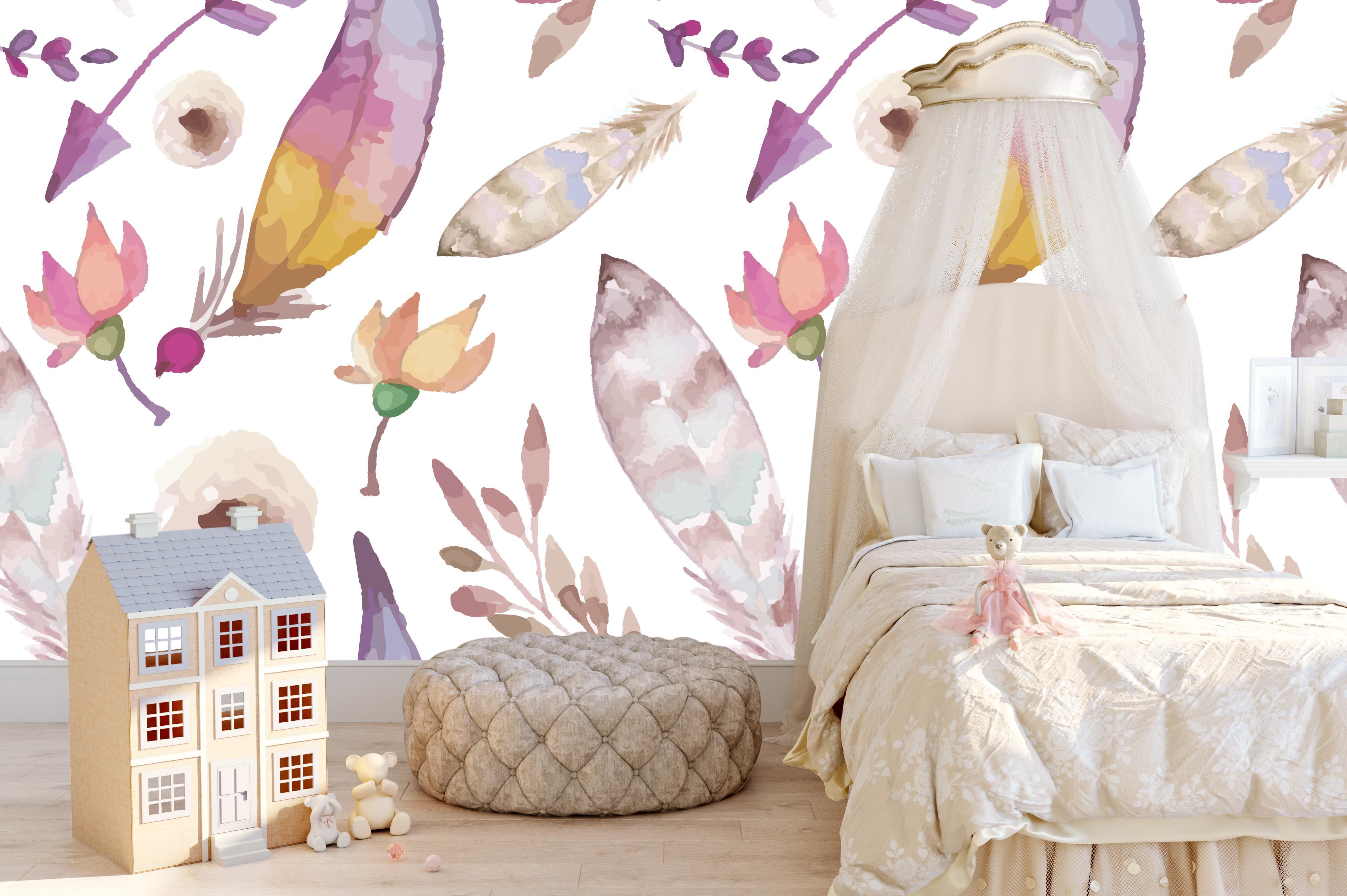 3D Feathered Flowers Wall Mural Wallpaper 29- Jess Art Decoration