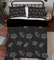 3D Hand Drawn Lotus Floral Pattern Quilt Cover Set Bedding Set Duvet Cover Pillowcases LXL- Jess Art Decoration