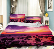 3D Sunset Sky Beach Rock Quilt Cover Set Bedding Set Duvet Cover Pillowcases 257- Jess Art Decoration