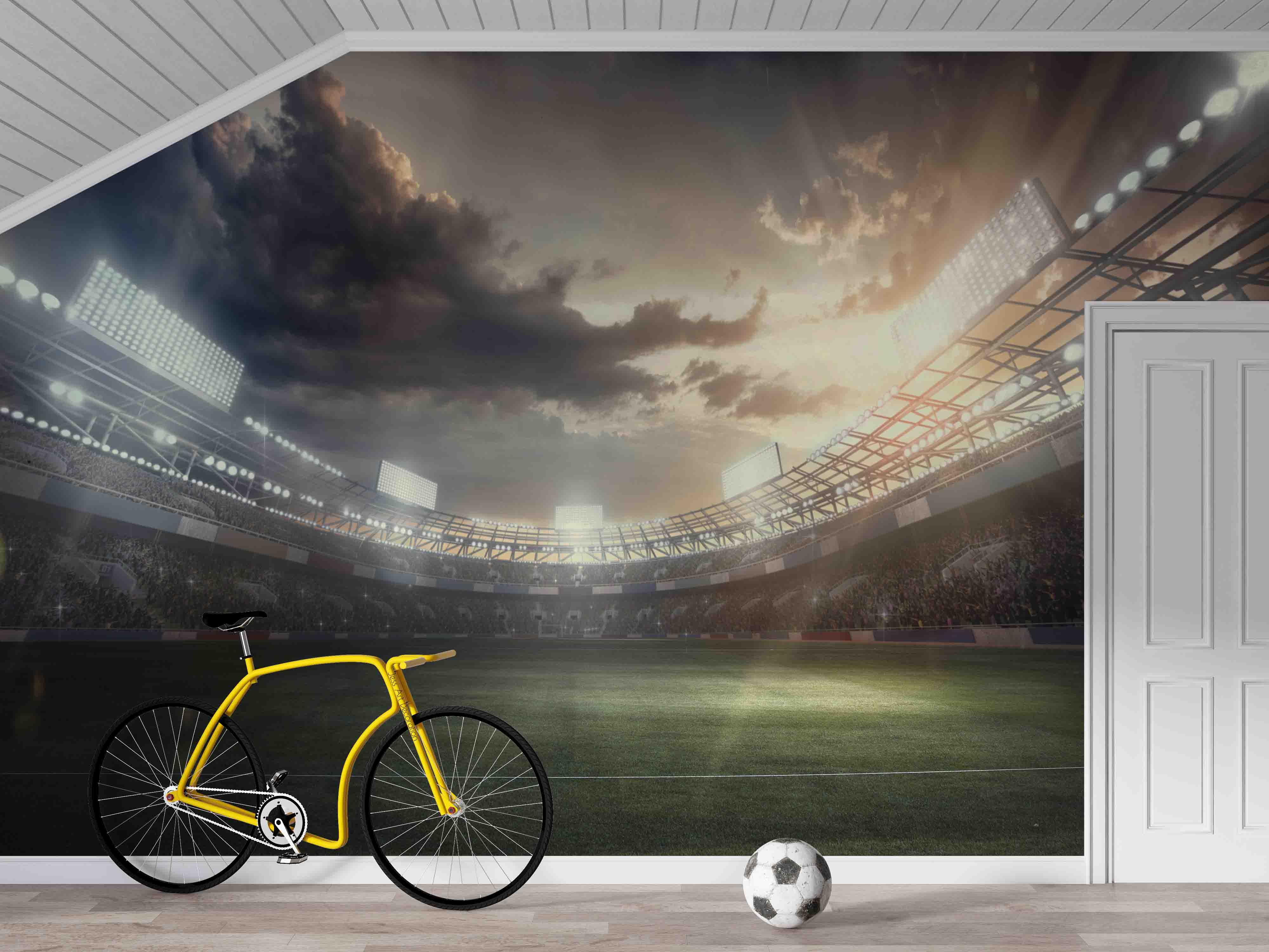 3D Soccer Pitch Green Lawn Stand Lamp Wall Mural Wallpaper GD 2676- Jess Art Decoration