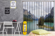 3D Woods Mountain Peak River Scenery Curtains and Drapes GD 2695- Jess Art Decoration