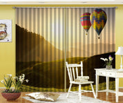 3D Landscape Mountain Green Plant Sunset Hot Air Balloon Curtains and Drapes GD 4911- Jess Art Decoration