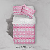 3D Pink Heart Bunny Quilt Cover Set Bedding Set Duvet Cover Pillowcases LXL 105- Jess Art Decoration