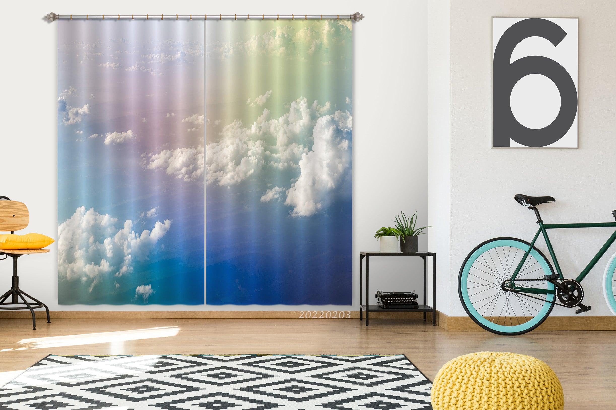 3D Blue Sky White Cloud Scenery Curtains and Drapes GD 1182- Jess Art Decoration