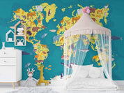 3D Blue World Map Kids Wall Mural Wallpaper LQH 170- Jess Art Decoration