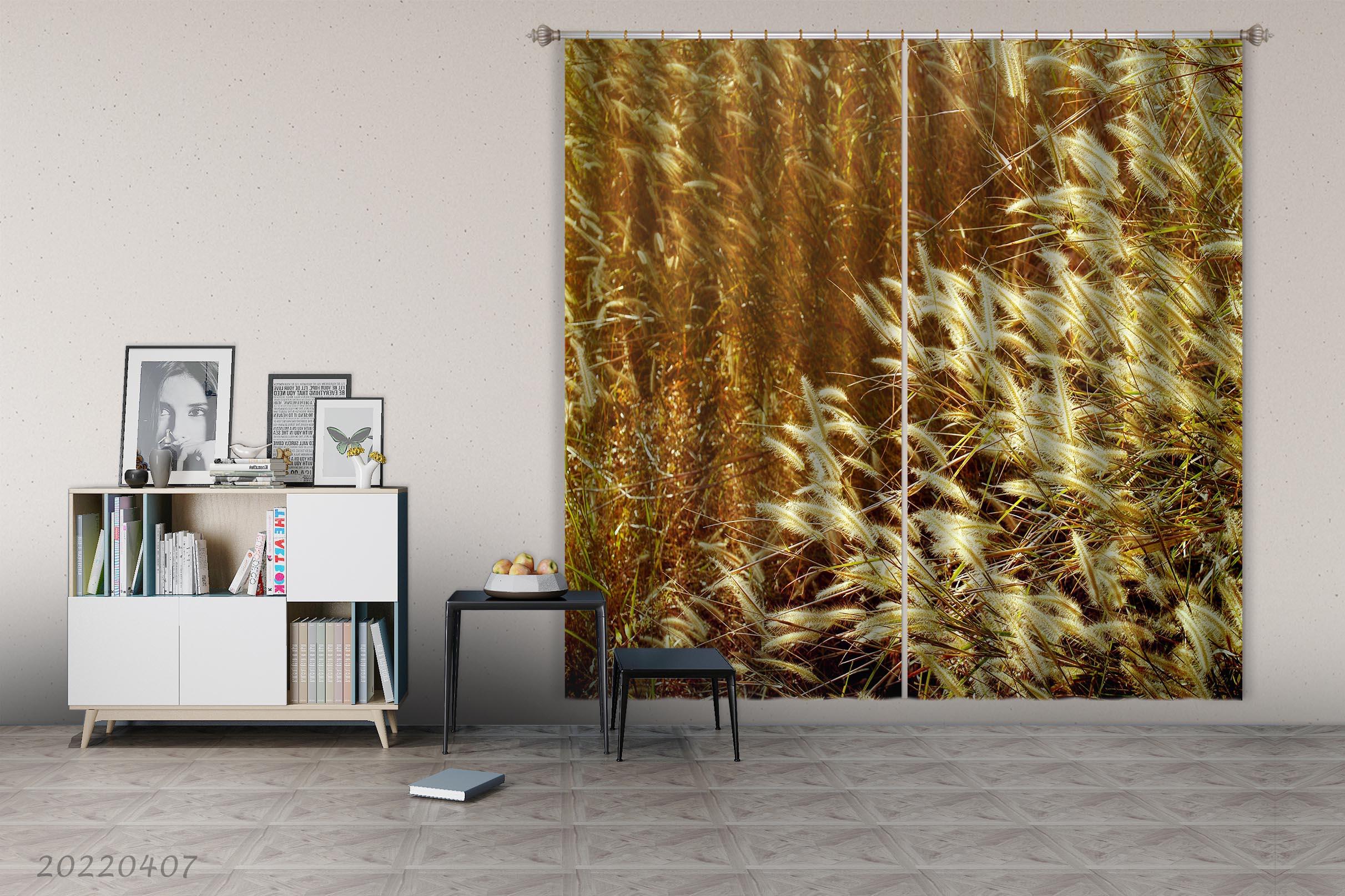 3D Landscape Nature Autumn Yellow Setaria Curtains and Drapes GD 3539- Jess Art Decoration