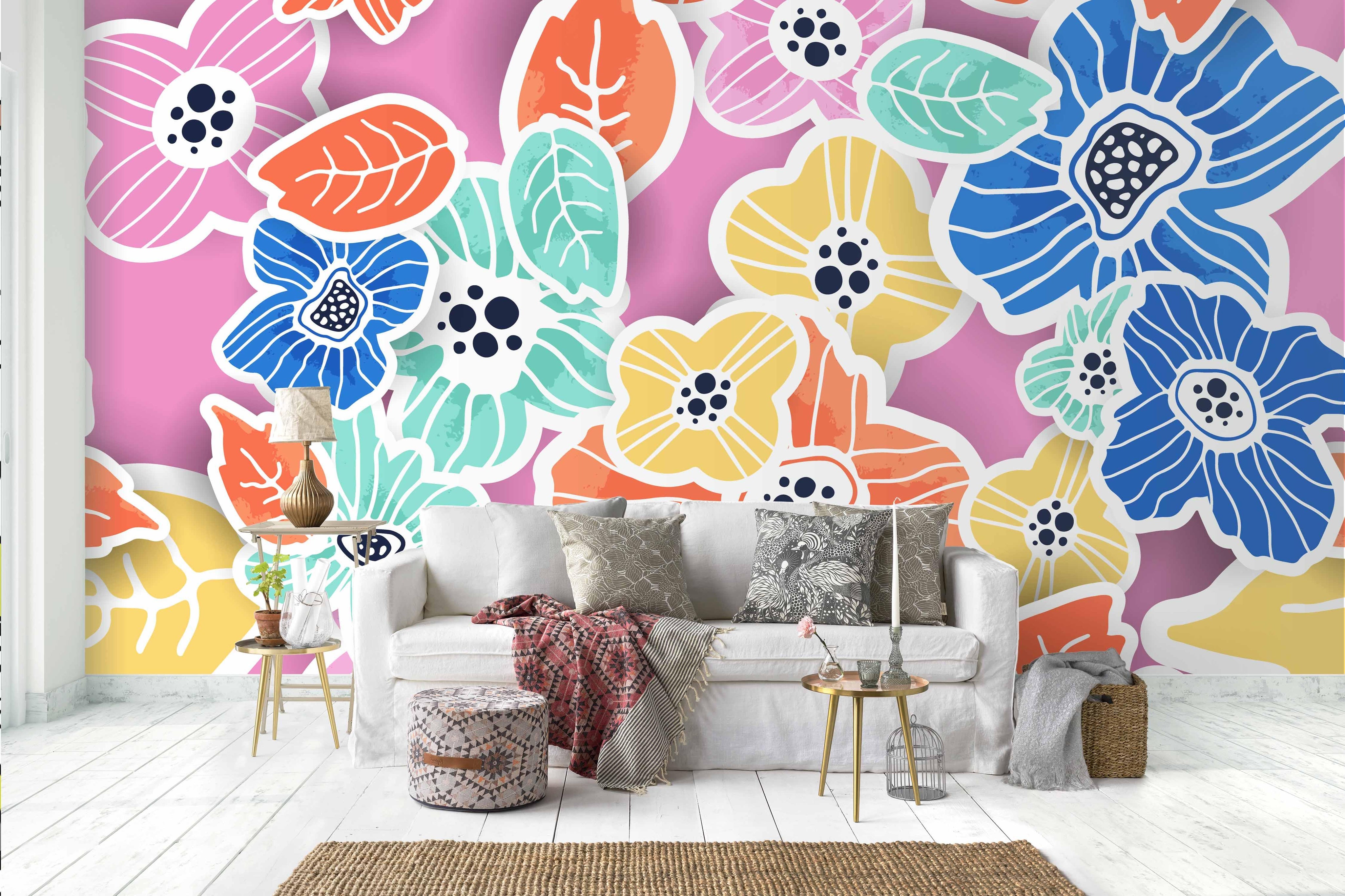 3D Watercolor Colorful Floral Wall Mural Wallpaper 18- Jess Art Decoration
