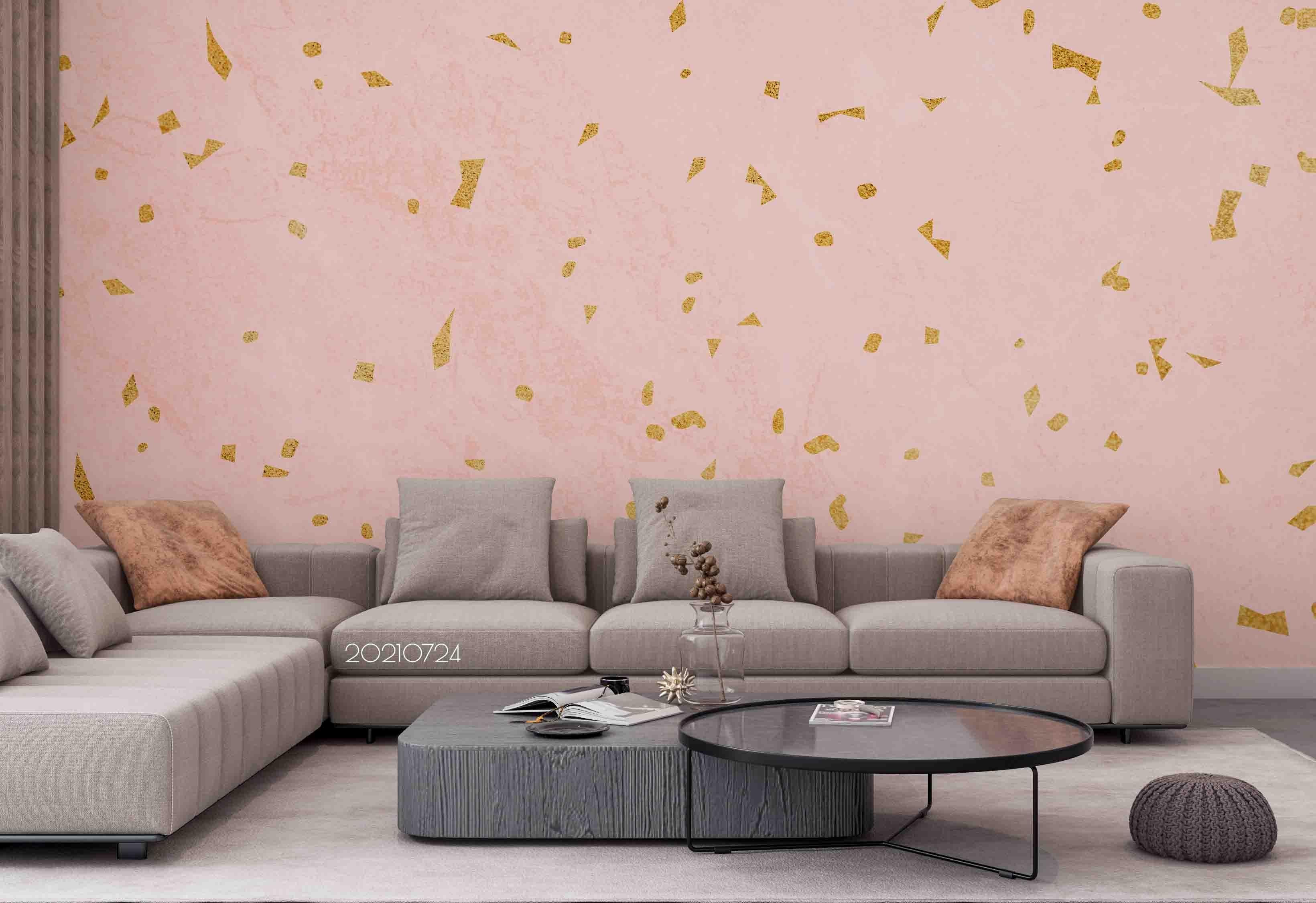 3D Pink Golden Spots Pattern Seamless Wall Mural Wallpaper SWW3667- Jess Art Decoration