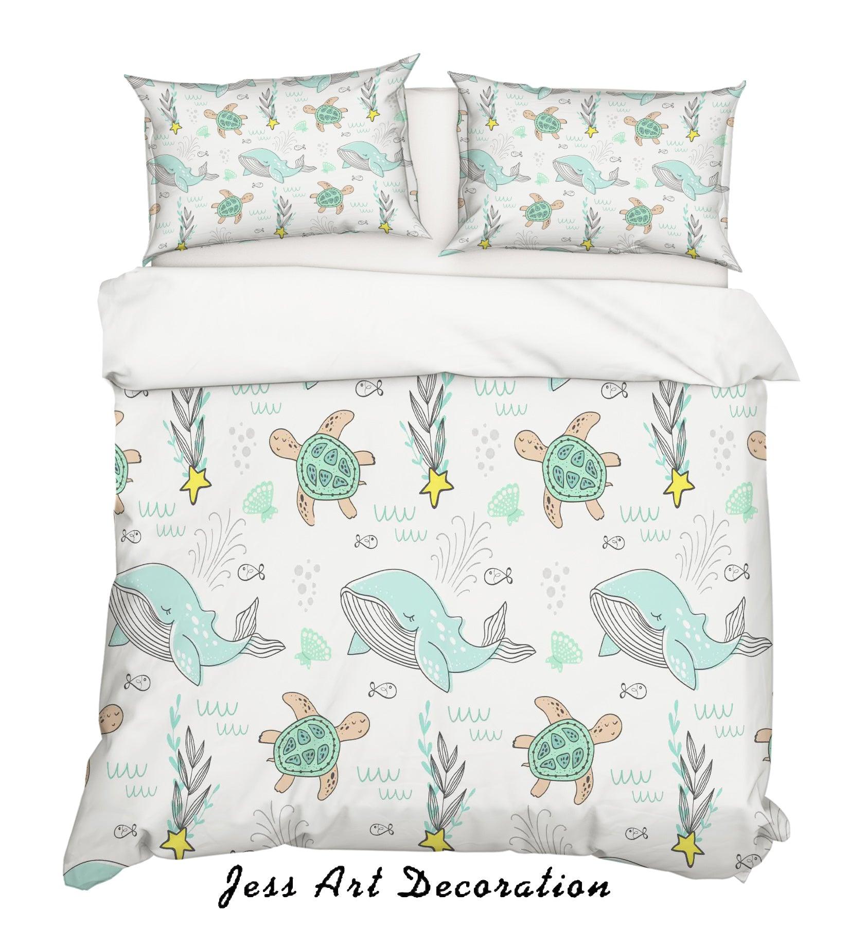 3D Cartoon Dolphin Turtle Quilt Cover Set Bedding Set Pillowcases 12- Jess Art Decoration