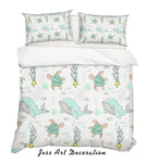 3D Cartoon Dolphin Turtle Quilt Cover Set Bedding Set Pillowcases 12- Jess Art Decoration