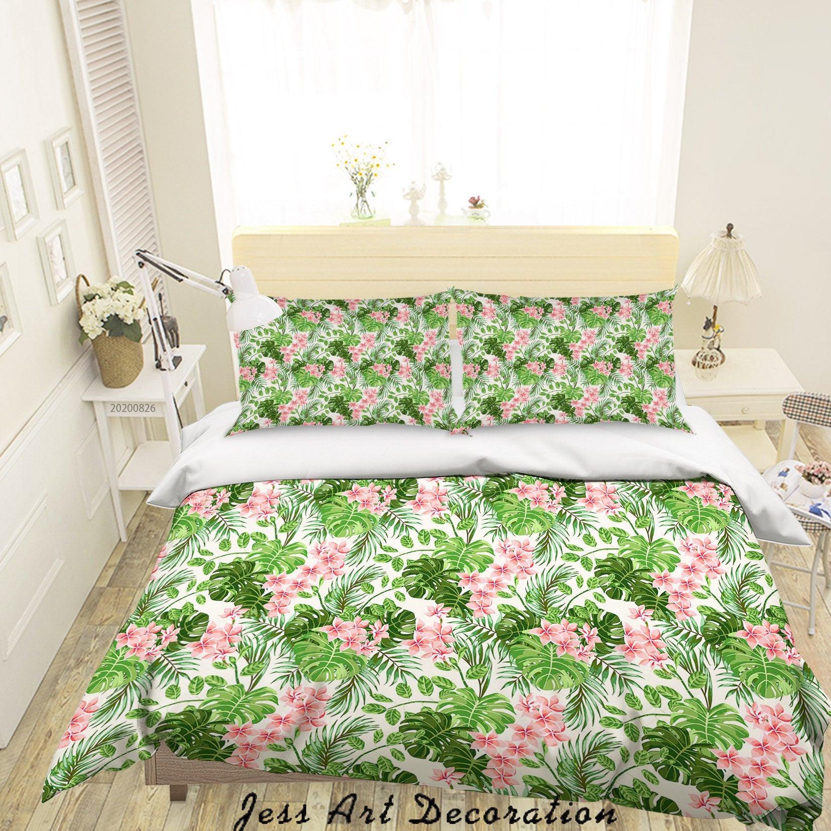 3D Colourful Flowers Leaves Pattern Quilt Cover Set Bedding Set Duvet Cover Pillowcases WJ 1337- Jess Art Decoration