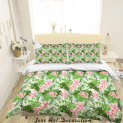 3D Colourful Flowers Leaves Pattern Quilt Cover Set Bedding Set Duvet Cover Pillowcases WJ 1337- Jess Art Decoration