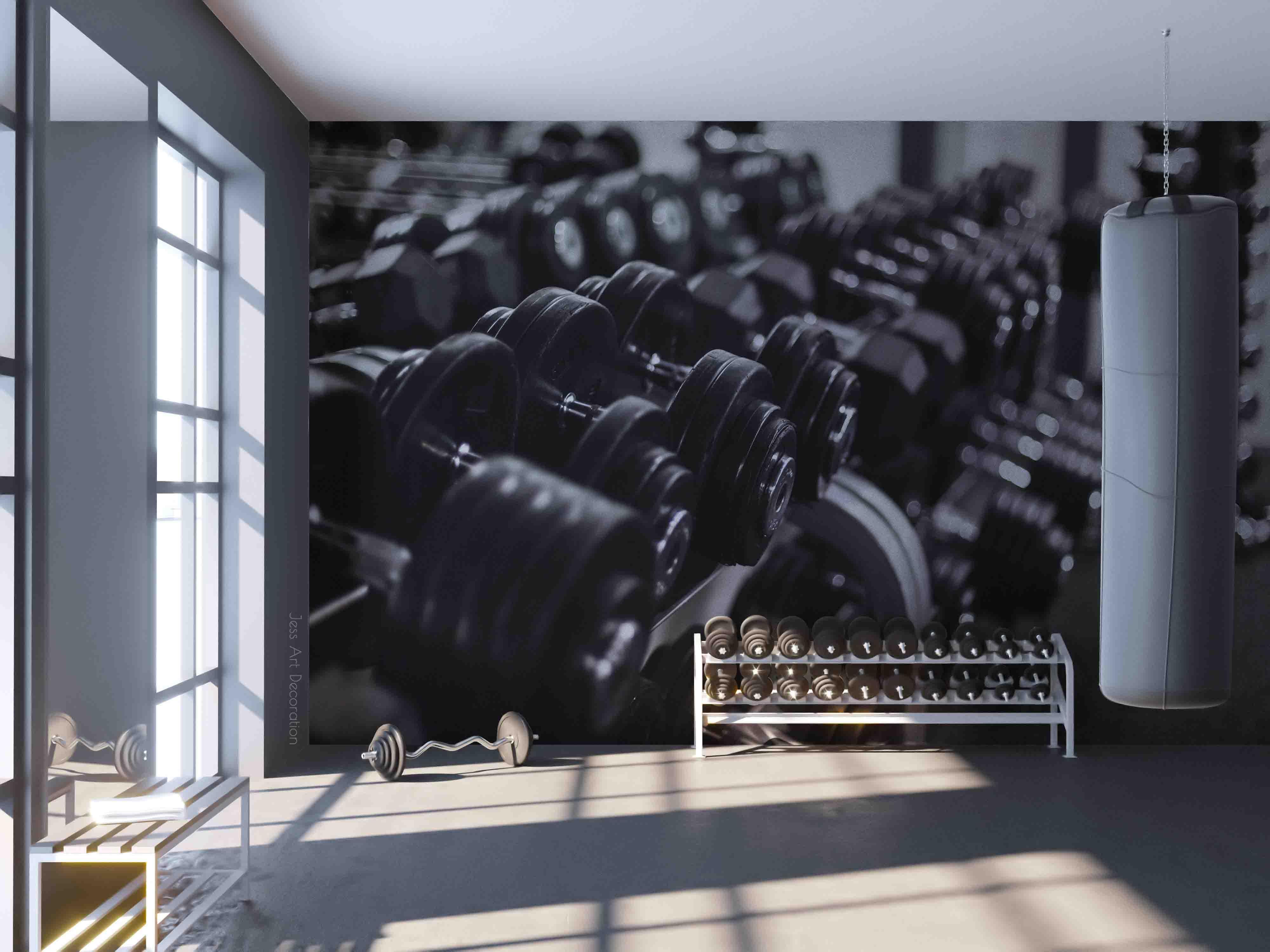 3D Fitness Equipment Dumbbell Wall Mural Wallpaper GD 3000- Jess Art Decoration