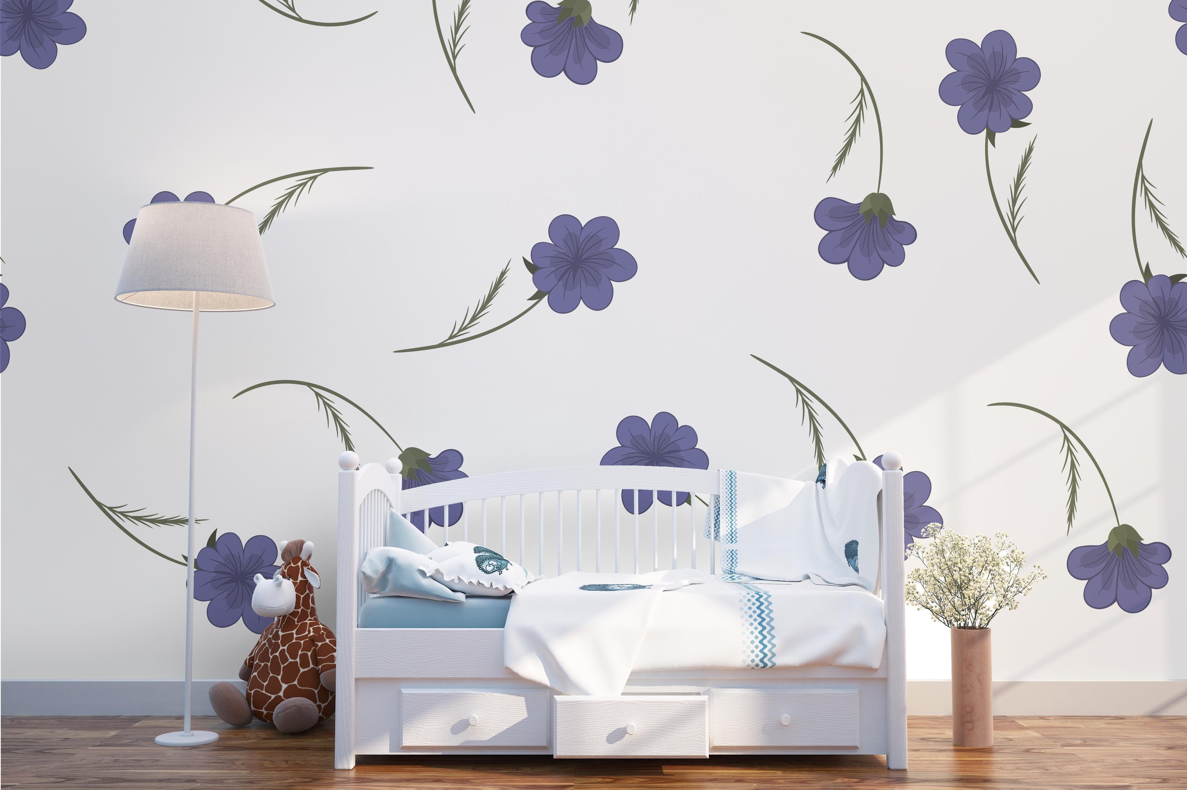 3D Purple Flowers Wall Mural Wallpaper 171- Jess Art Decoration