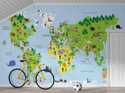 3D World Map People Clothing Plants Animals Wall Mural Wallpaper GD 2560- Jess Art Decoration