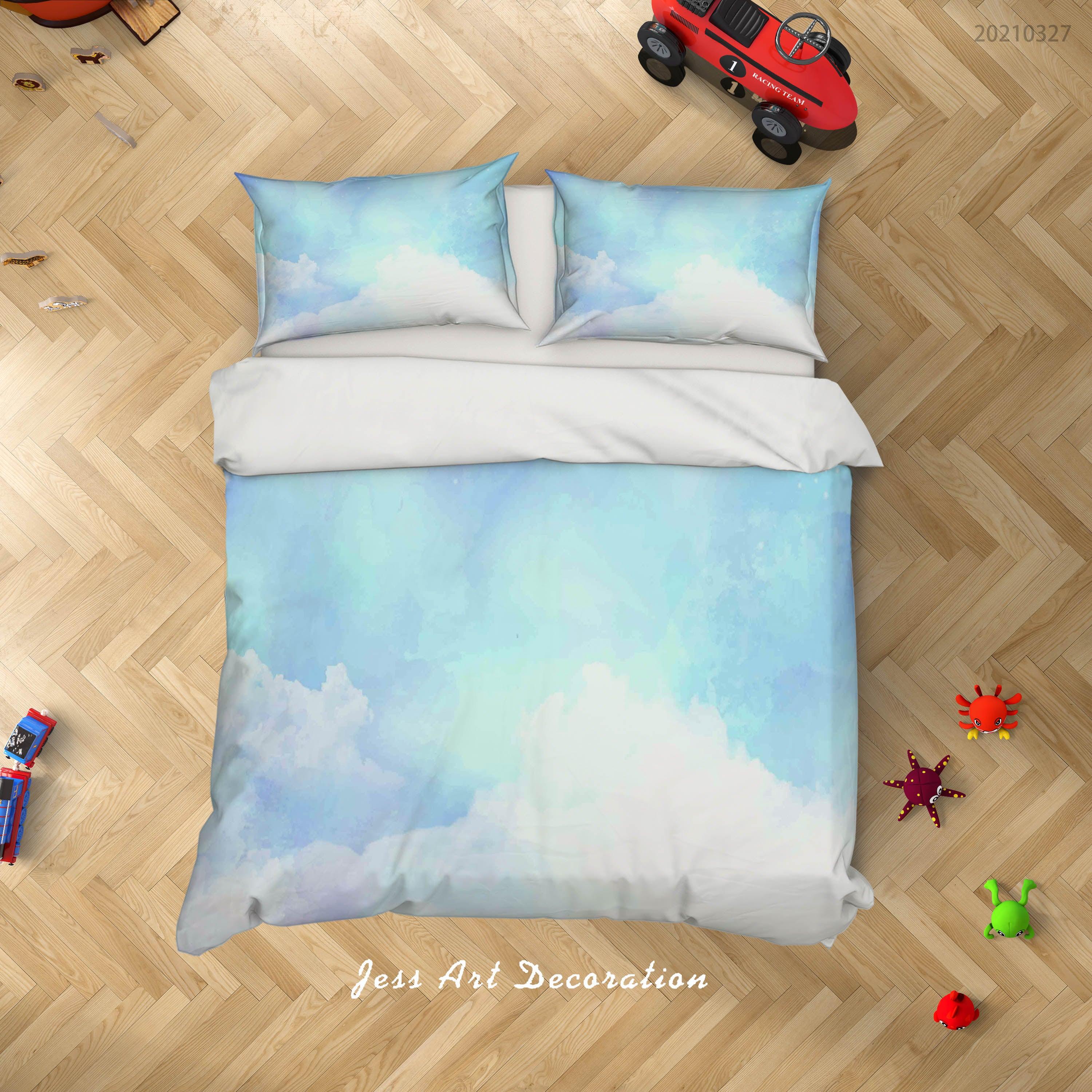 3D Watercolor Sky Cloud Quilt Cover Set Bedding Set Duvet Cover Pillowcases 53- Jess Art Decoration