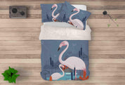 3D Dandelion Reed Flamingo Quilt Cover Set Bedding Set Pillowcases 26- Jess Art Decoration