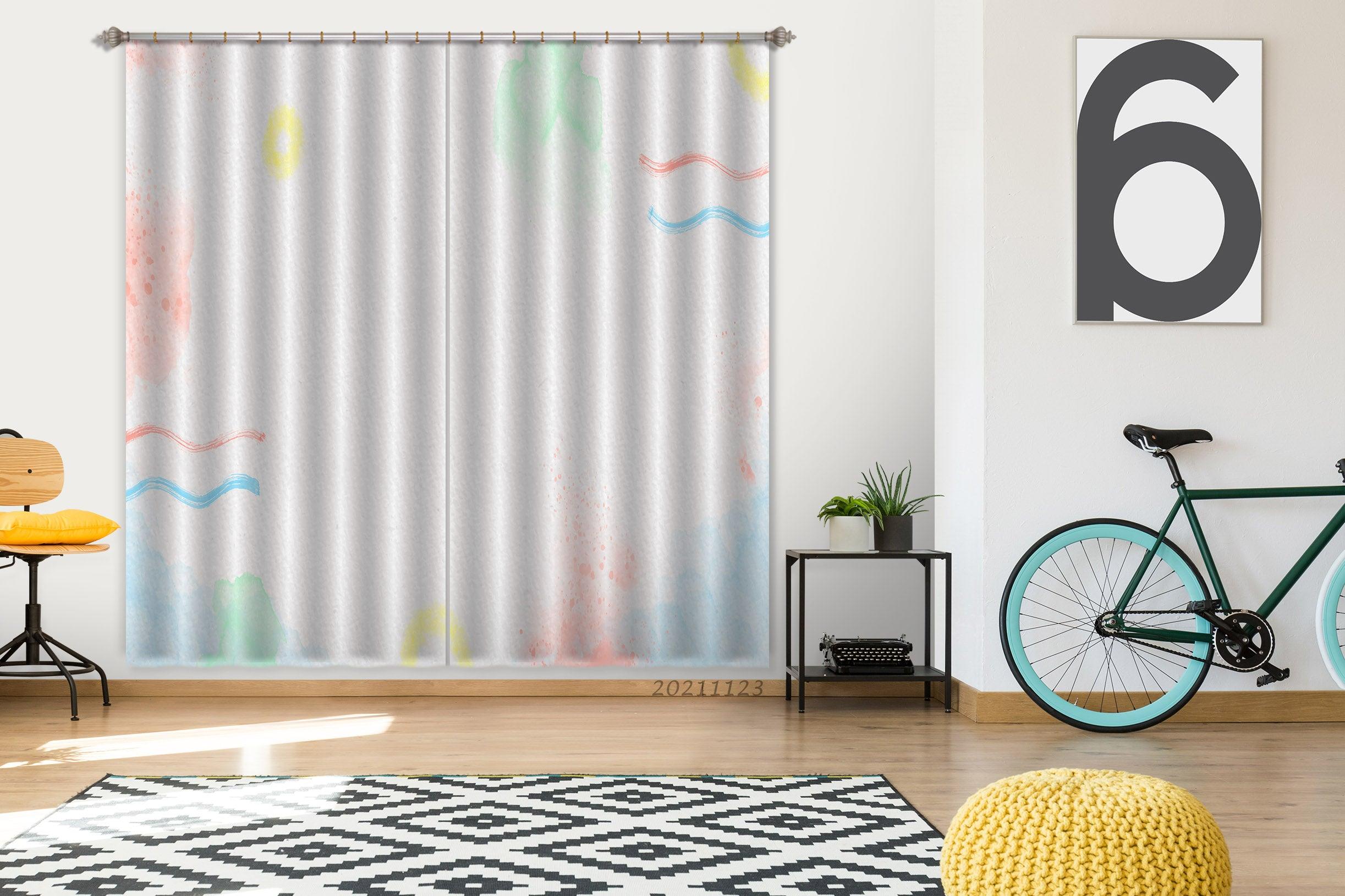 3D Abstract Color Geometry Curtains and Drapes LQH 147- Jess Art Decoration