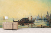 3D boat sea building fisherman oil painting wall mural wallpaper 05- Jess Art Decoration