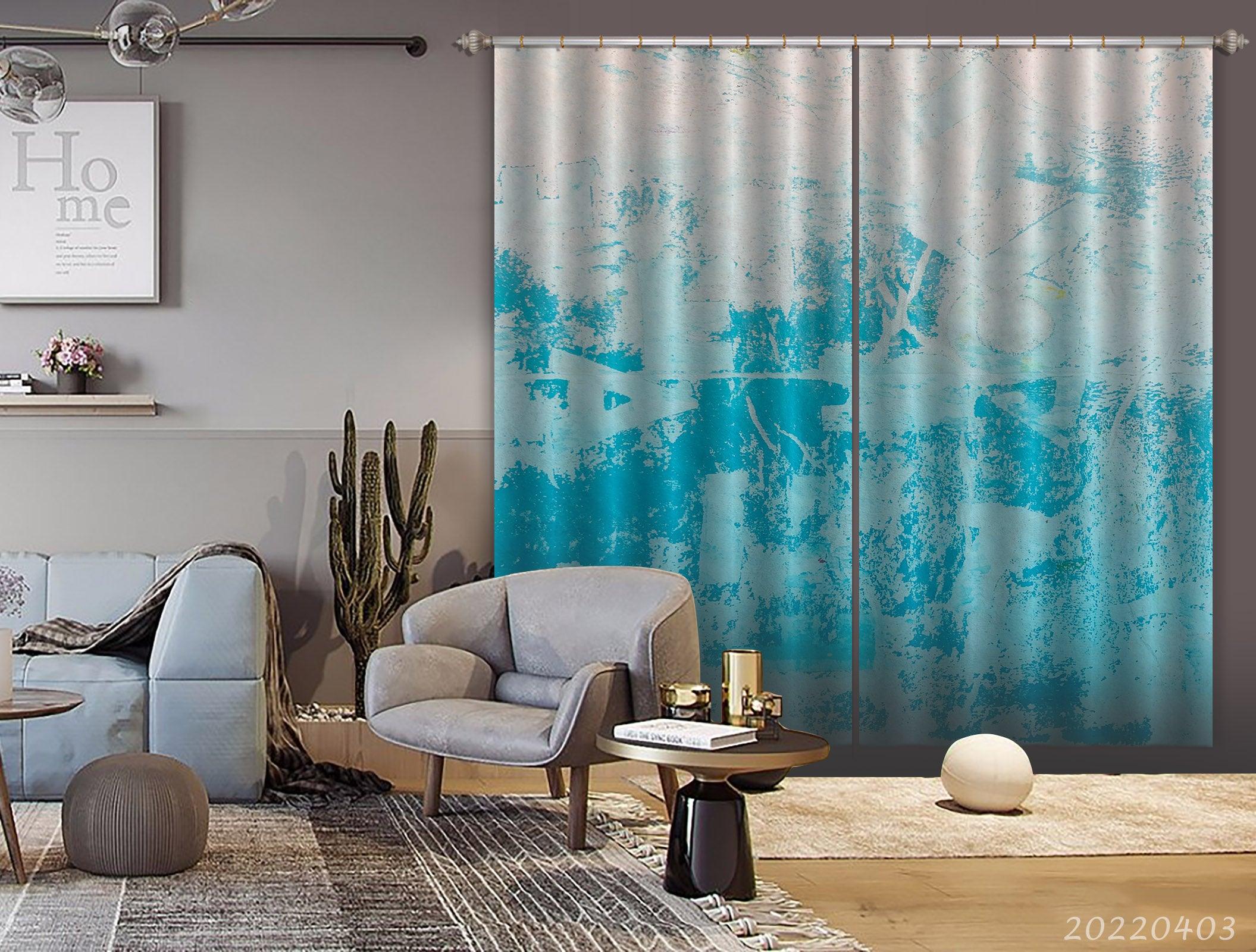 3D Abstract Blue Texture Pattern Curtains and Drapes GD 3401- Jess Art Decoration