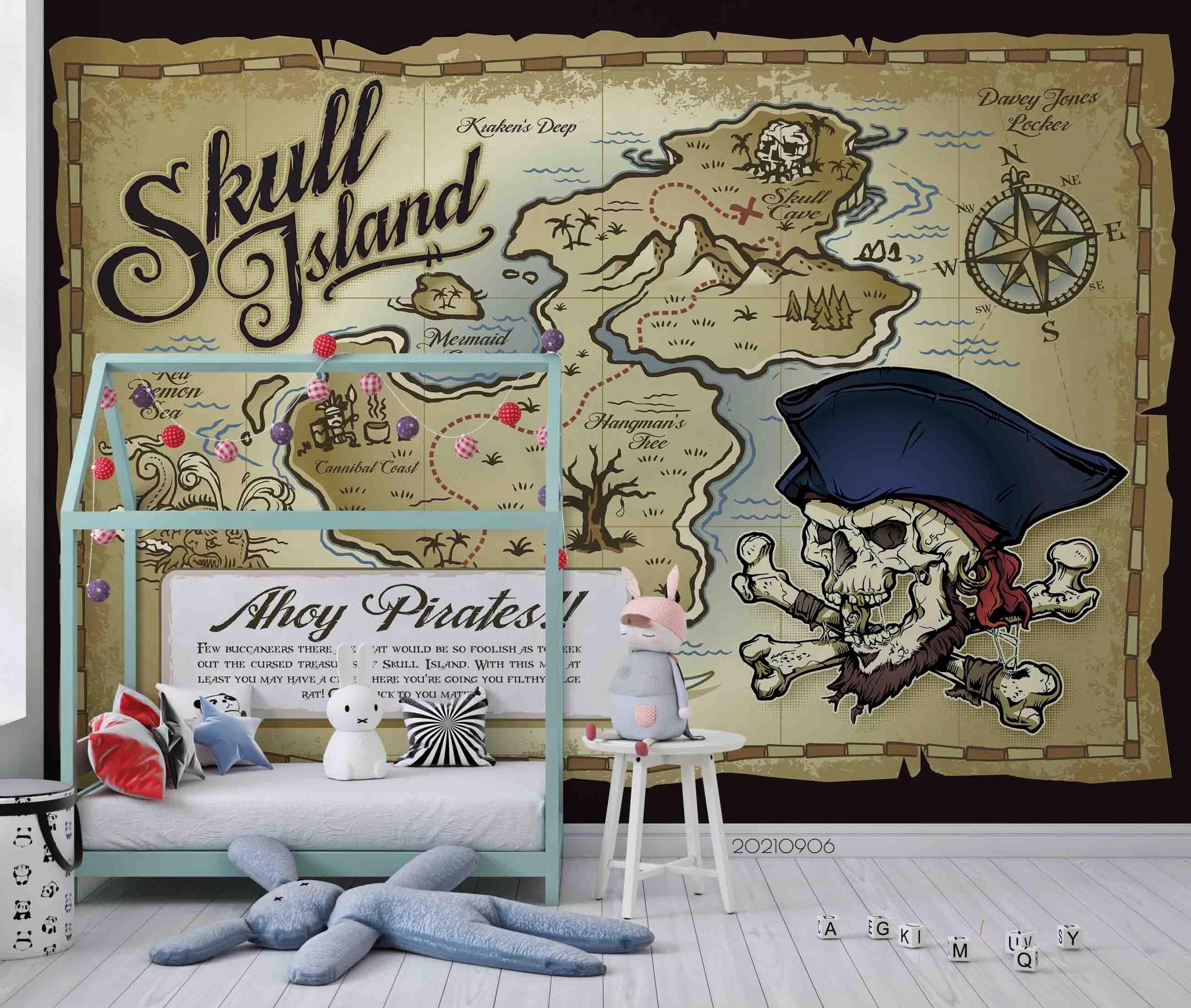 3D Nautical Pirate World Map Wall Mural Wallpaper LQH 538- Jess Art Decoration