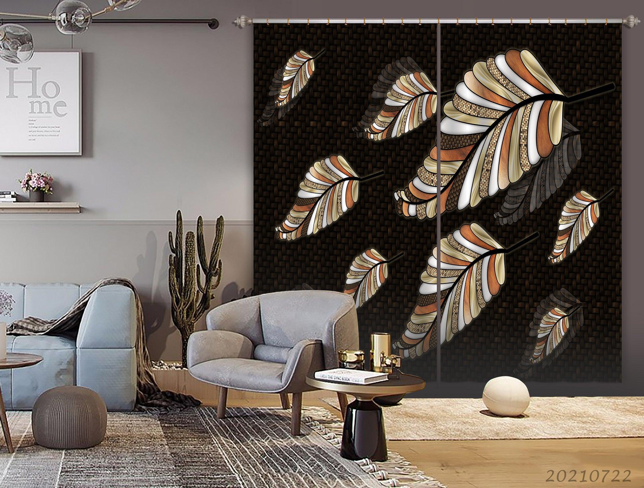 3D Abstract Artistic Leaf Curtains and Drapes LQH 3- Jess Art Decoration