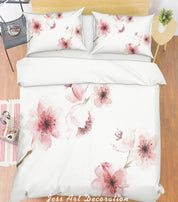 3D Watercolor Pink Flowers Quilt Cover Set Bedding Set Pillowcases 242- Jess Art Decoration
