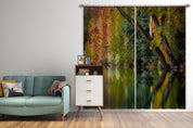 3D Tree Nature Forest Branches Lake Autumn Curtains and Drapes GD 4041- Jess Art Decoration