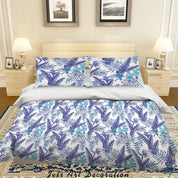 3D Blue Leaves Pattern Quilt Cover Set Bedding Set Duvet Cover Pillowcases WJ 1411- Jess Art Decoration