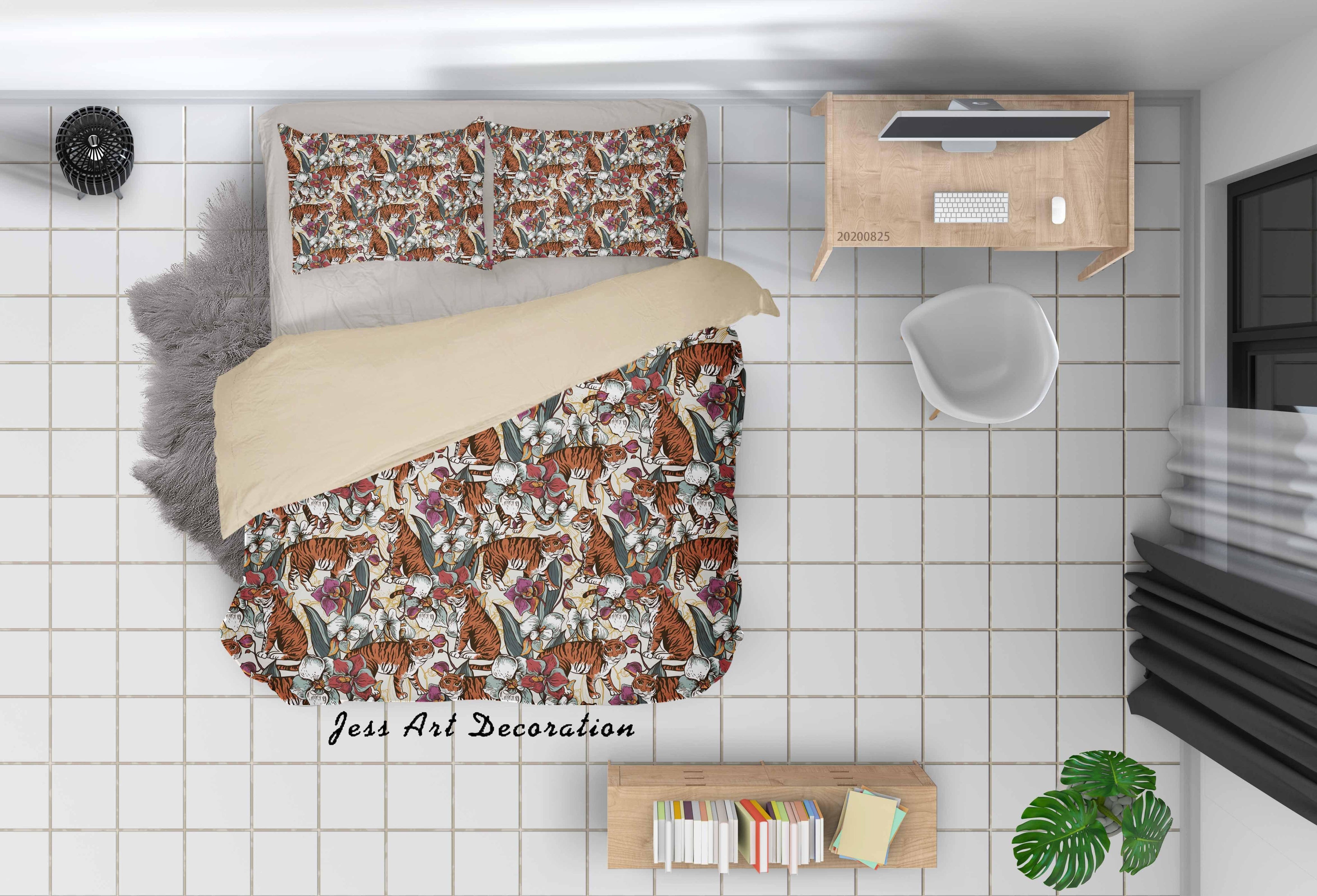 3D Abstract Cartoon Tiger Pattern Quilt Cover Set Bedding Set Duvet Cover Pillowcases WJ 3351- Jess Art Decoration
