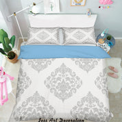 3D White Plaid Plates Pattern Quilt Cover Set Bedding Set Pillowcases 185- Jess Art Decoration