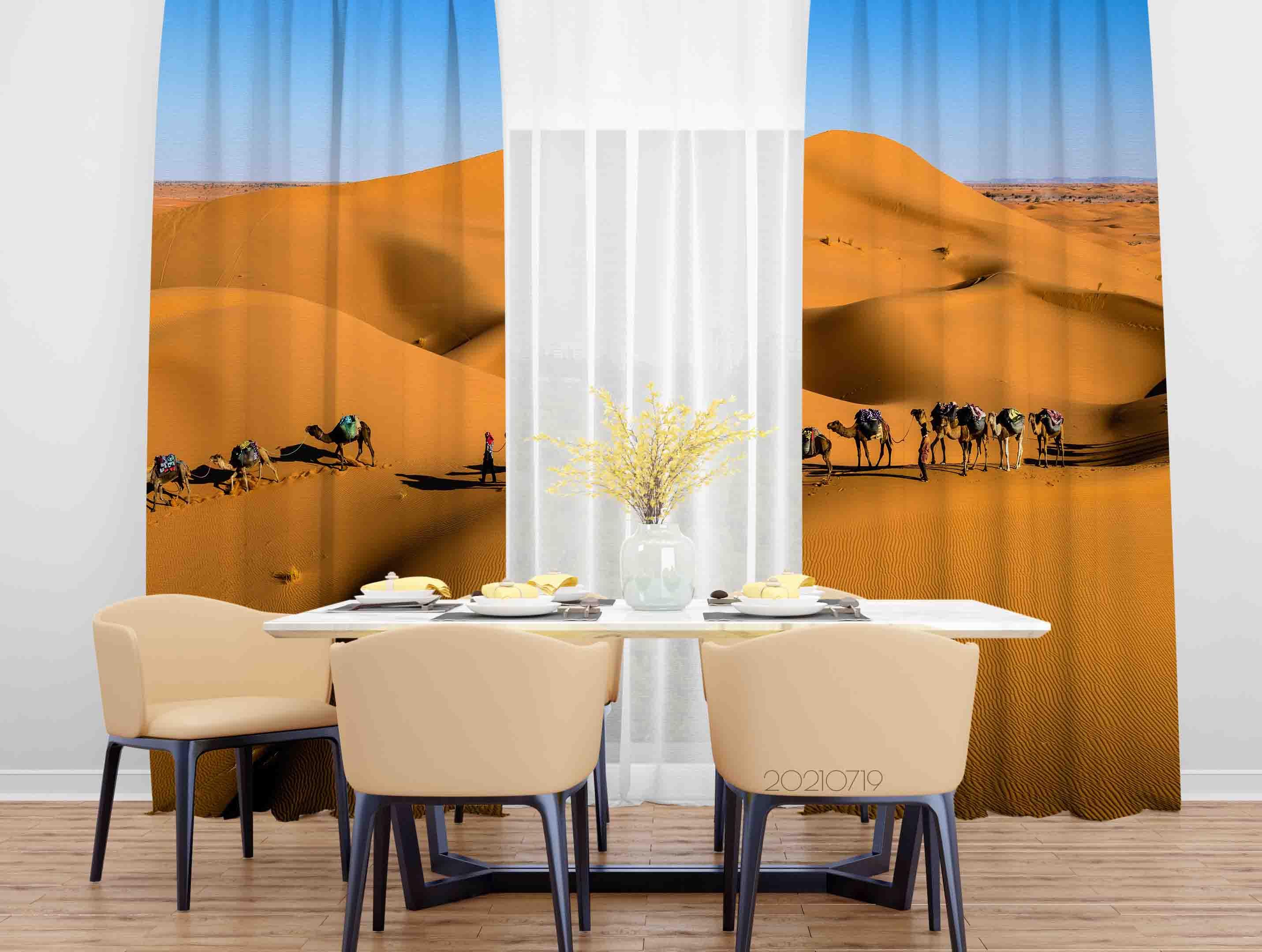 3D Desert Camel Landscape Sky Curtains and Drapes LQH 127- Jess Art Decoration