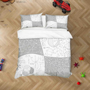 3D Abstract Learning Mathematical Doodle Quilt Cover Set Bedding Set Duvet Cover Pillowcases 57- Jess Art Decoration