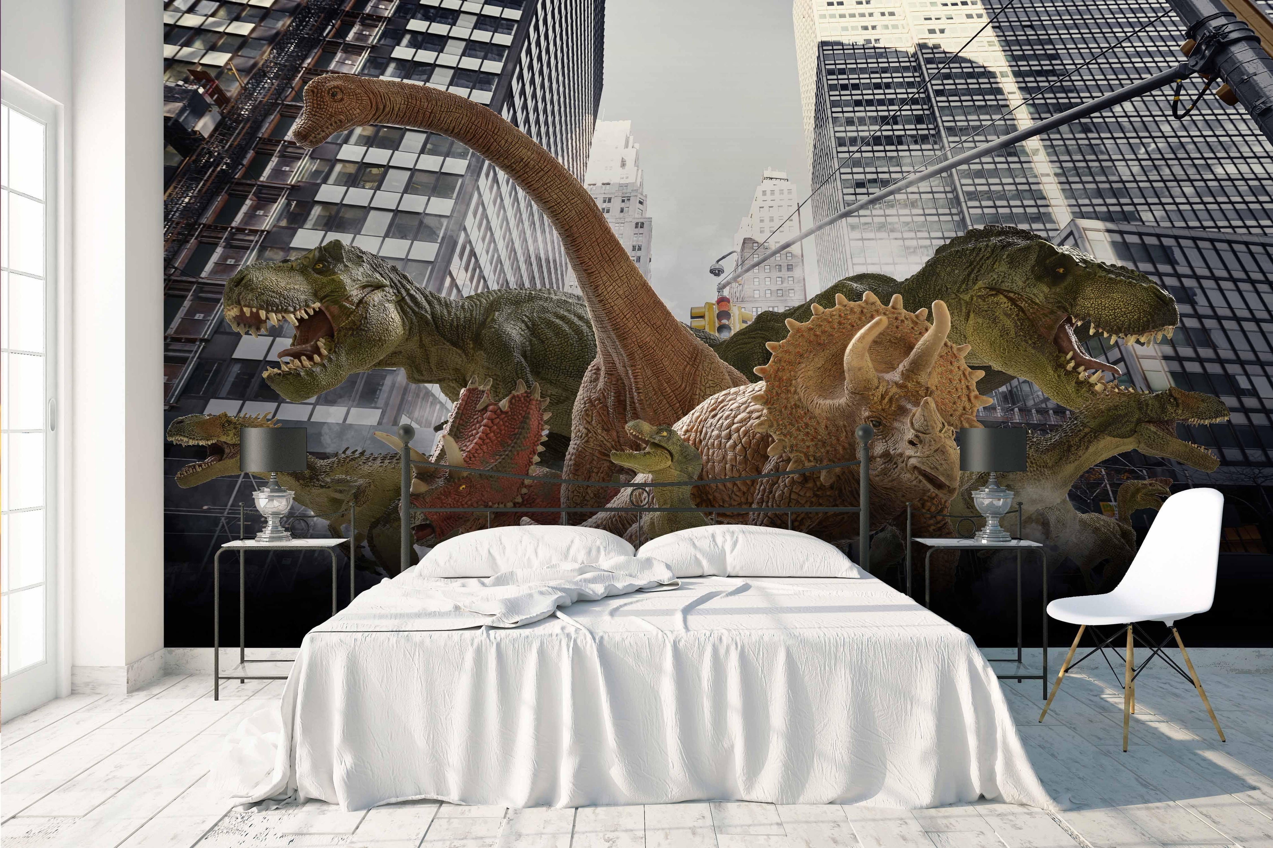 3D City Building Dinosaur Wall Mural Wallpaper 39- Jess Art Decoration