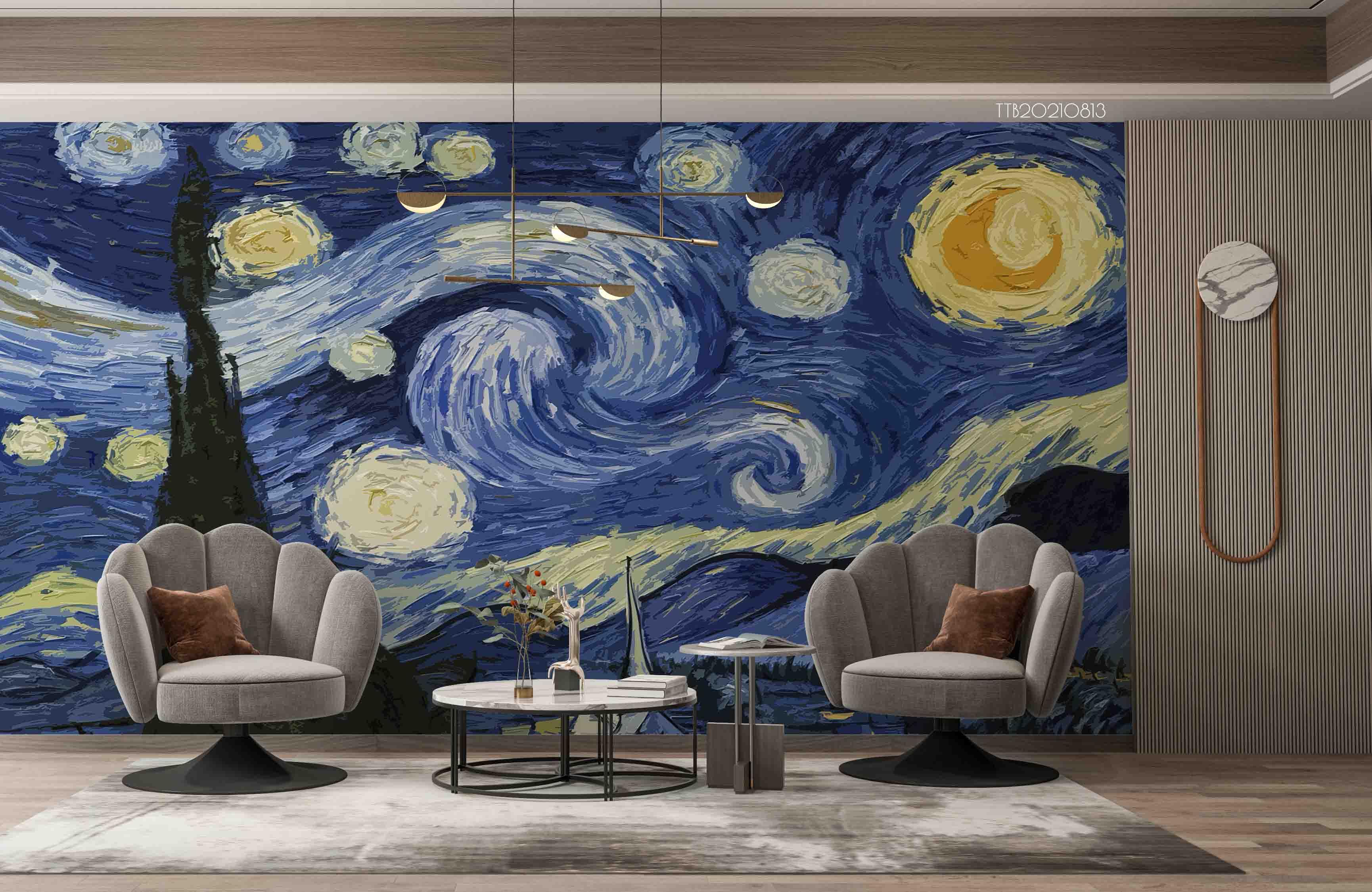 3D Oil Painting Van Gogh Starry Sky Wall Mural Wallpaper 5071- Jess Art Decoration