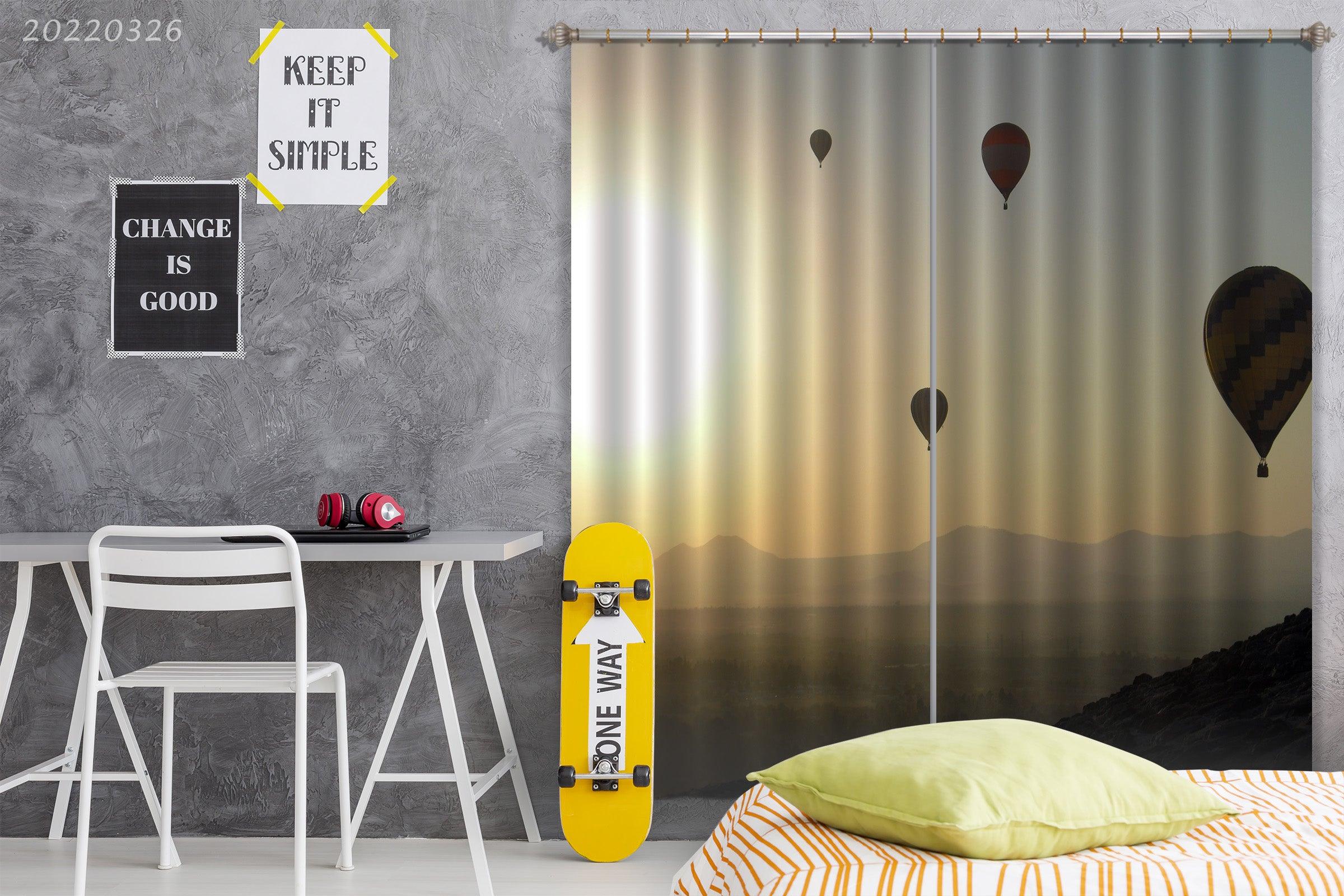 3D Landscape Mountain River Hot Air Balloon Curtains and Drapes GD 3018- Jess Art Decoration