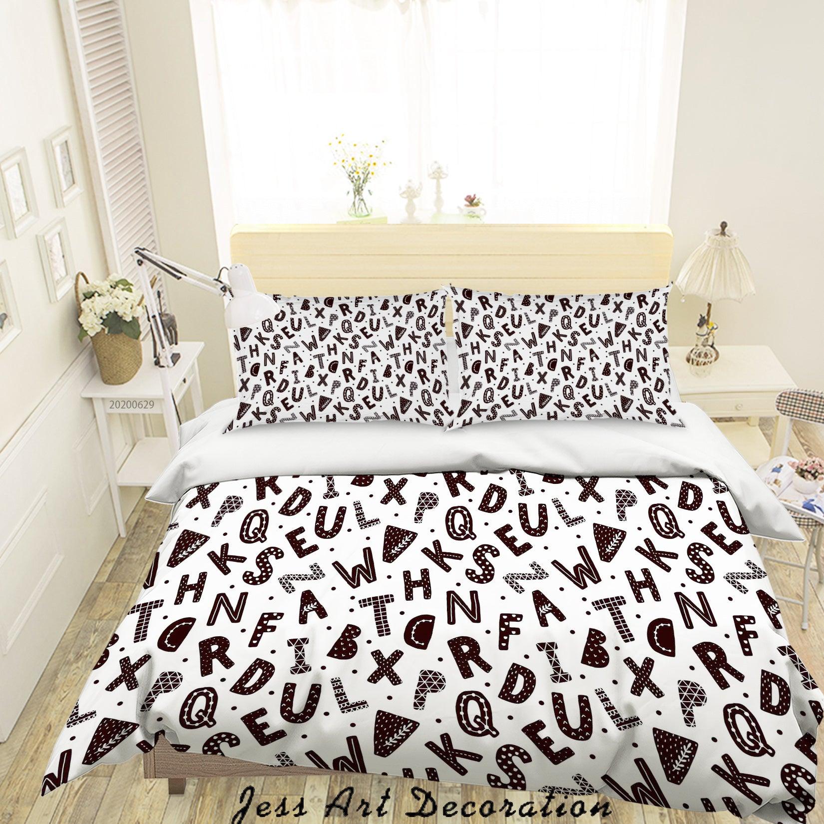 3D White Black Letter Alphabet Quilt Cover Set Bedding Set Duvet Cover Pillowcases SF87- Jess Art Decoration
