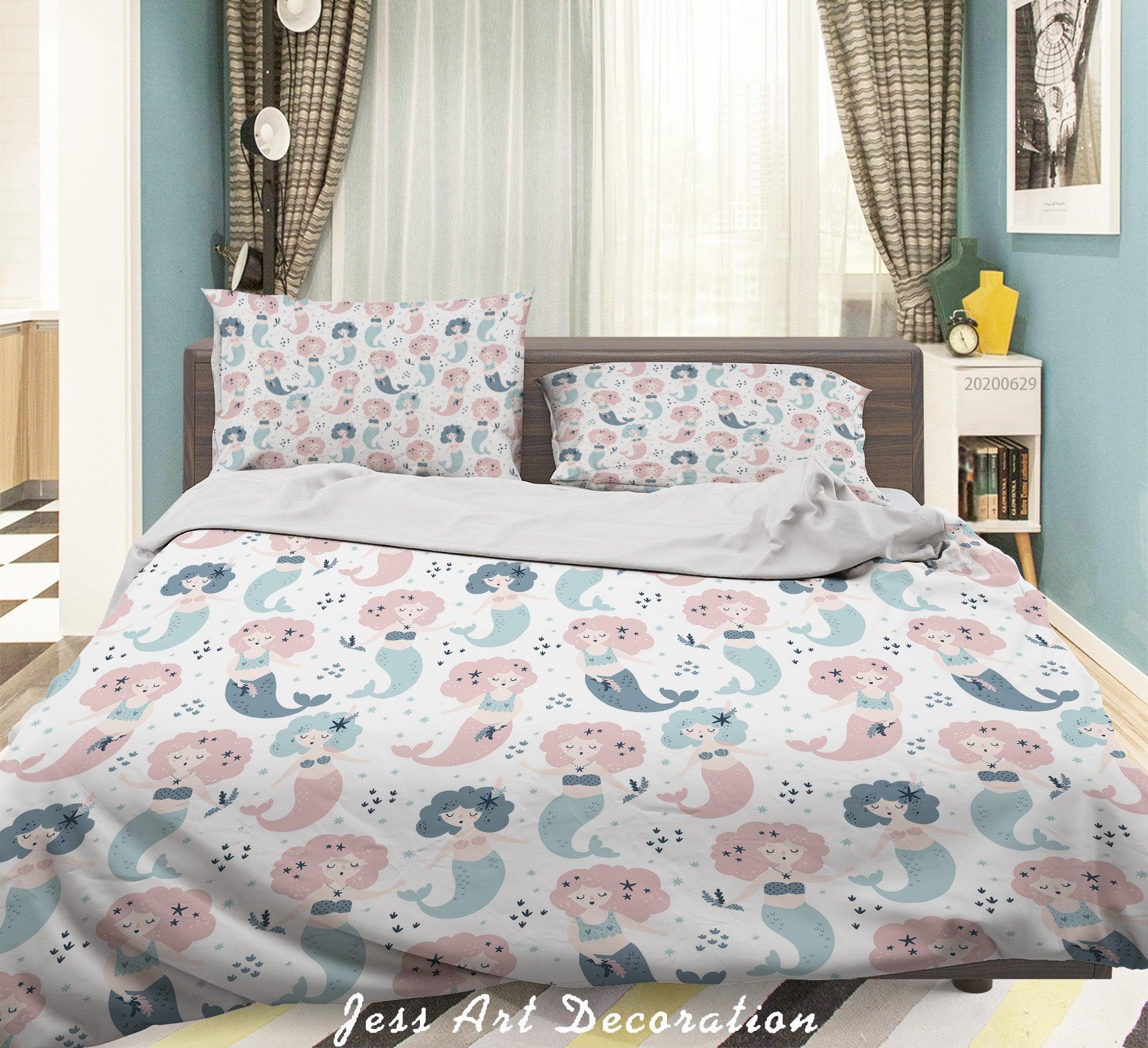3D White Mermaid Quilt Cover Set Bedding Set Duvet Cover Pillowcases SF03- Jess Art Decoration