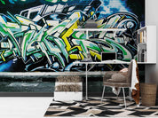 3D Graffiti Green Alphabet Wall Mural Wallpaper GD 2870- Jess Art Decoration