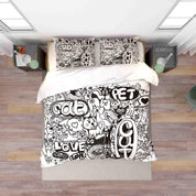 3D Abstract Grey Cat Graffiti Quilt Cover Set Bedding Set Duvet Cover Pillowcases 47- Jess Art Decoration