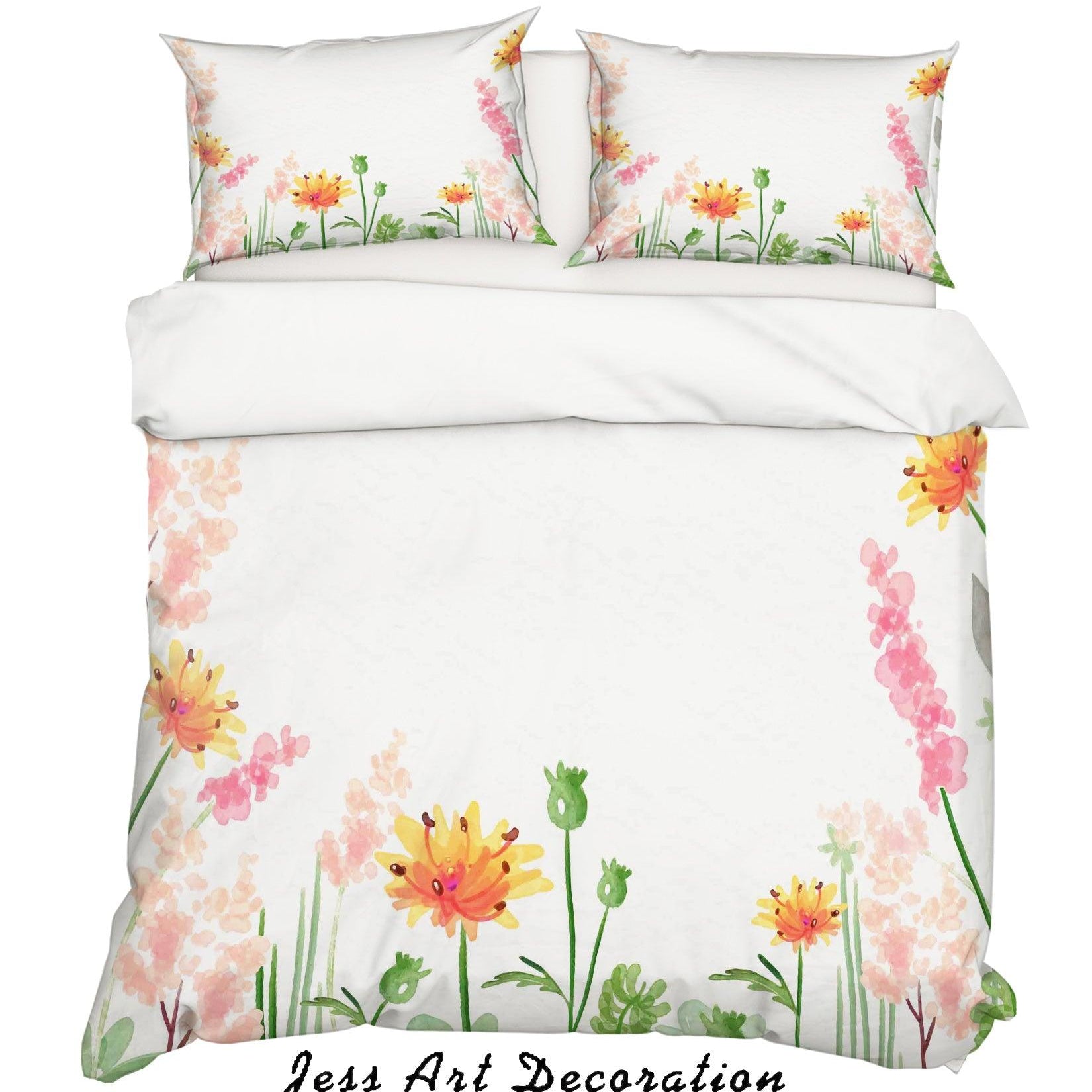 3D White Flower Quilt Cover Set Bedding Set Pillowcases 111- Jess Art Decoration