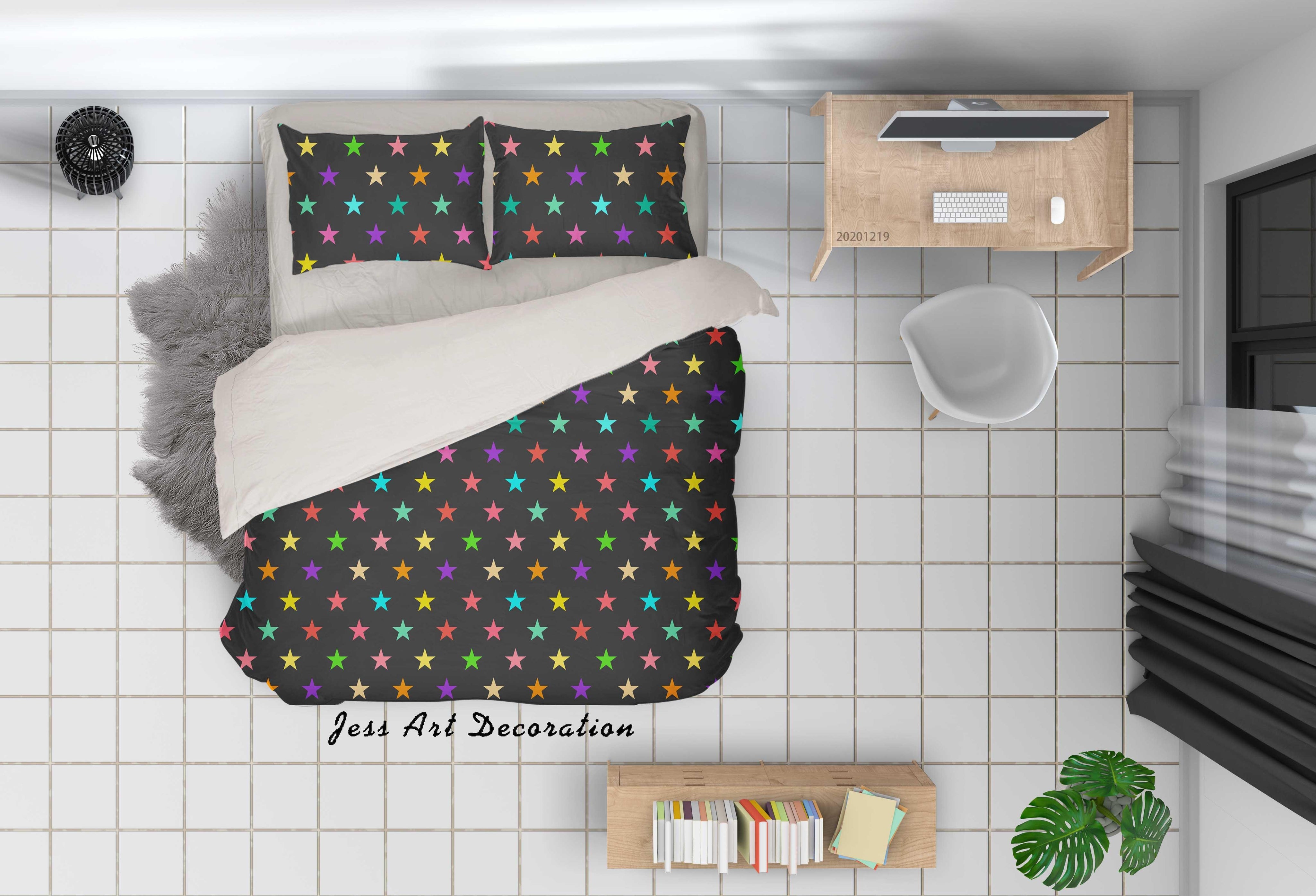 3D Abstract Colorful Geometric Pattern Quilt Cover Set Bedding Set Duvet Cover Pillowcases 36- Jess Art Decoration