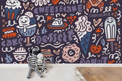 3D Violet Colorized Graffiti Fruits Sweet Wall Mural Wallpaper ZY D63- Jess Art Decoration