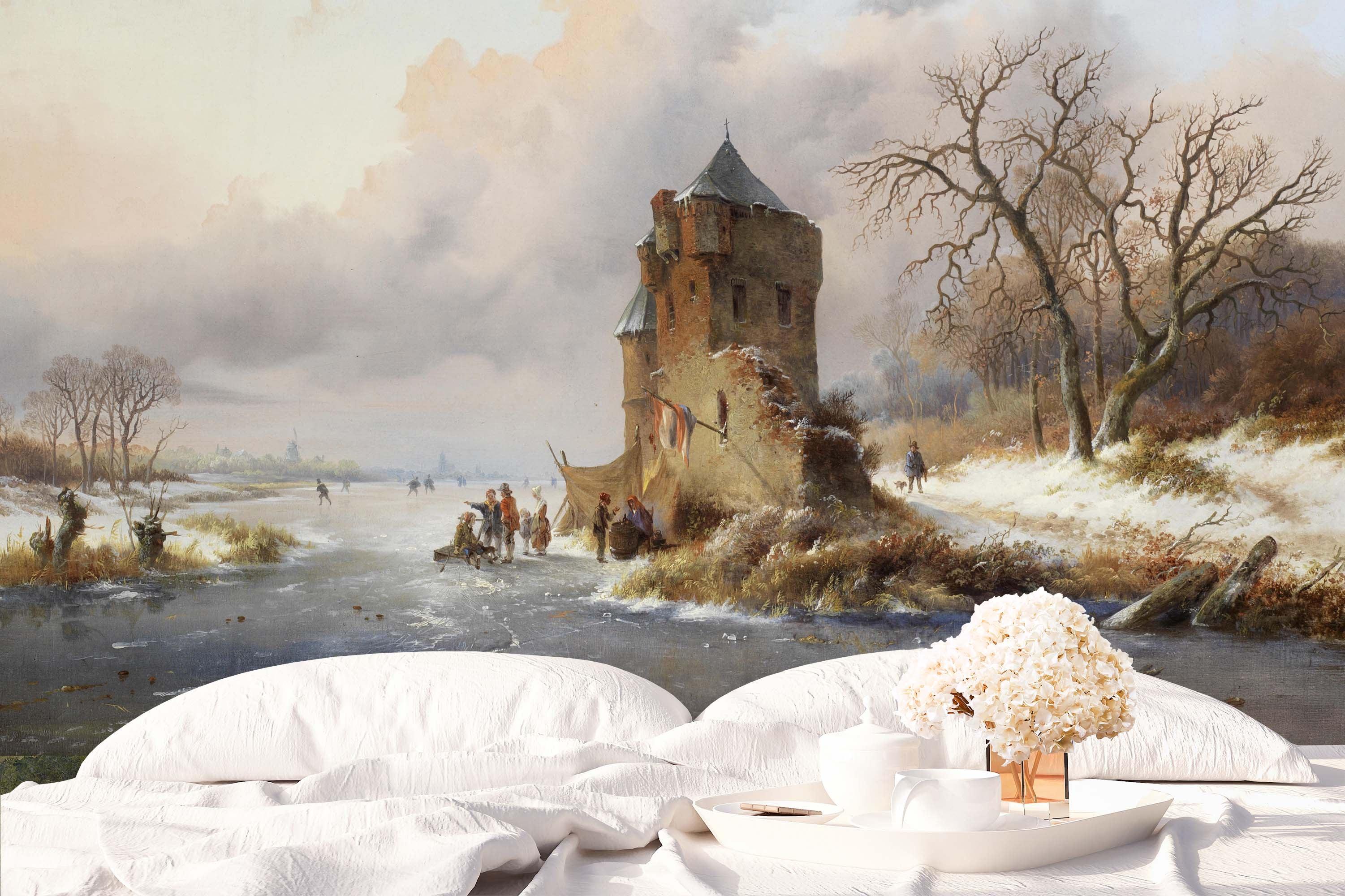 3D country winter landscape oil painting wall mural wallpaper 11- Jess Art Decoration