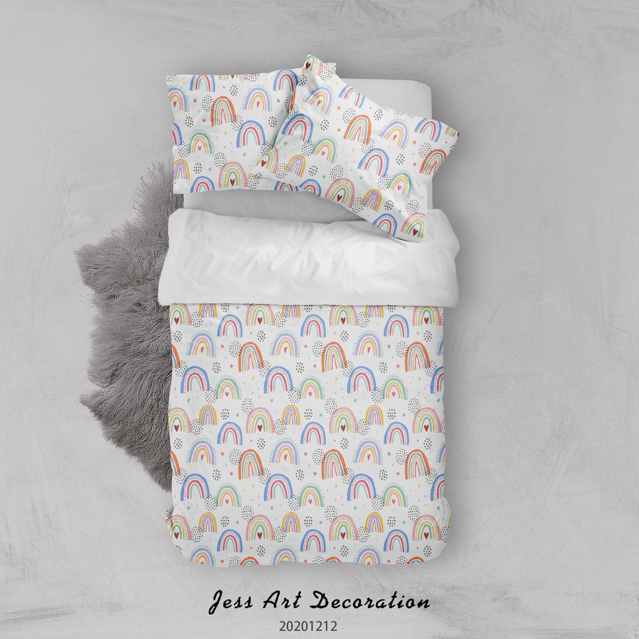 3D Hand Drawn Colorful Rainbow Heart Pattern Quilt Cover Set Bedding Set Duvet Cover Pillowcases LXL- Jess Art Decoration