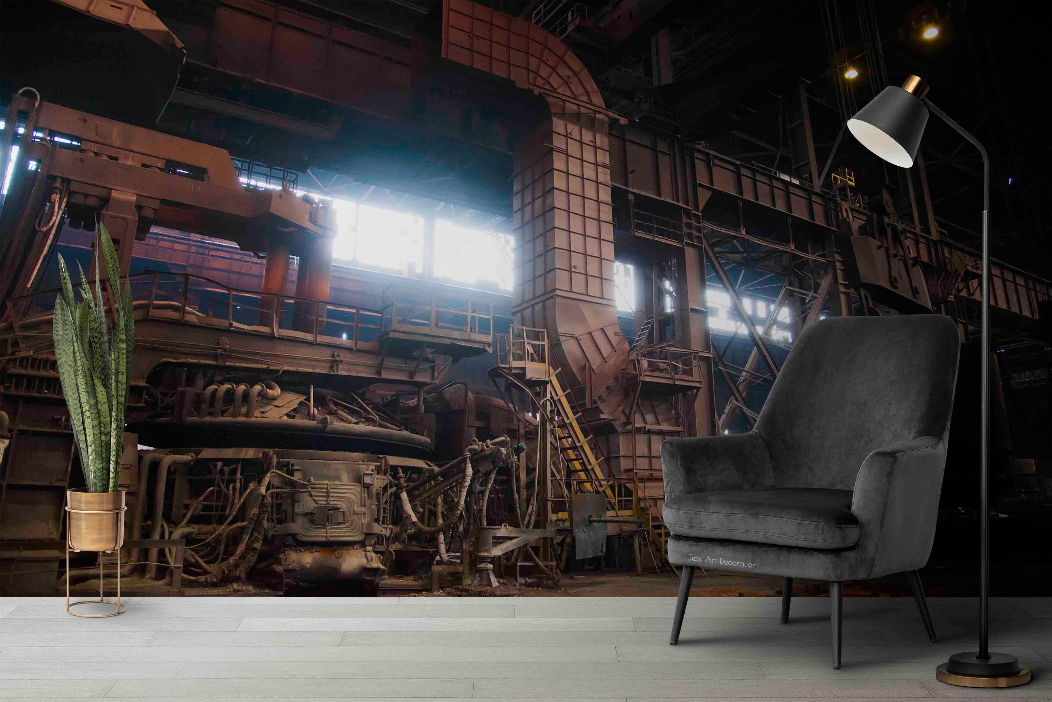 3D Factory Machinery Iron Frame Wall Mural Wallpaper GD 3041- Jess Art Decoration